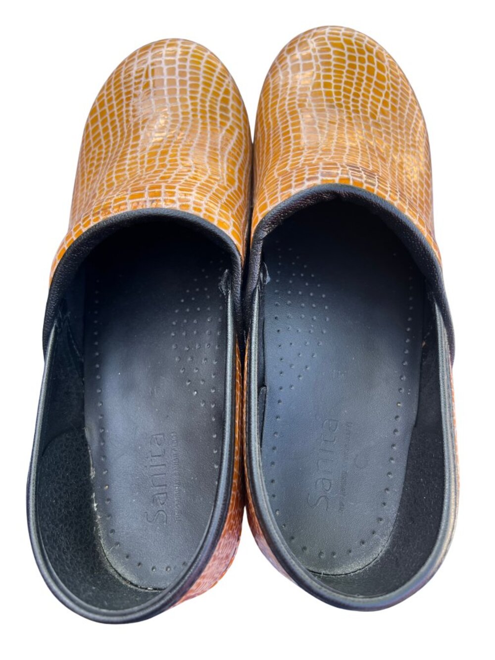 Sanita Professional Clogs Tan Croc Patent Leather Nursing EU41 US10 - Picture 3 of 12